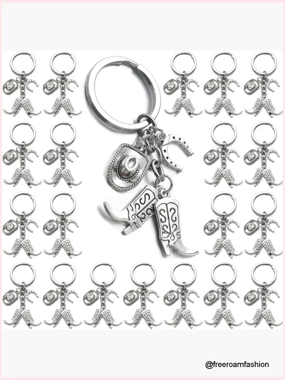 20 Pcs Western Cowgirl Horseshoe Keychain Set
